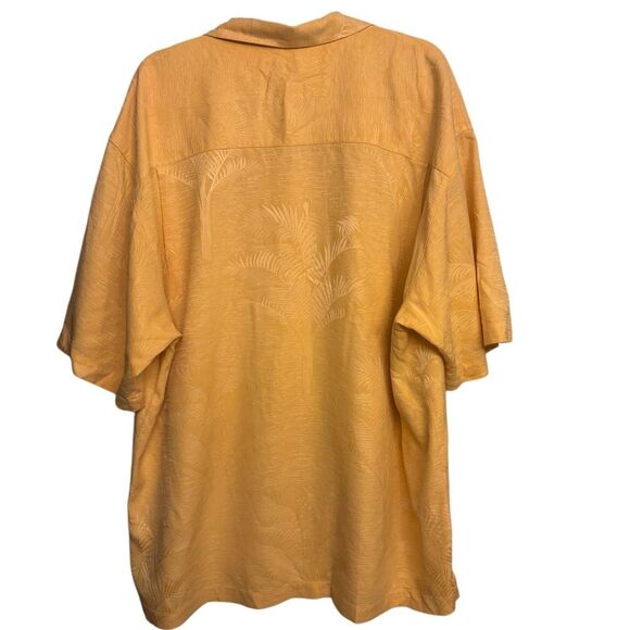 Tommy Baham Size XXL Mens 100% Silk Camp Shirt Peach Textured Floral Tropical - Picture 2 of 6